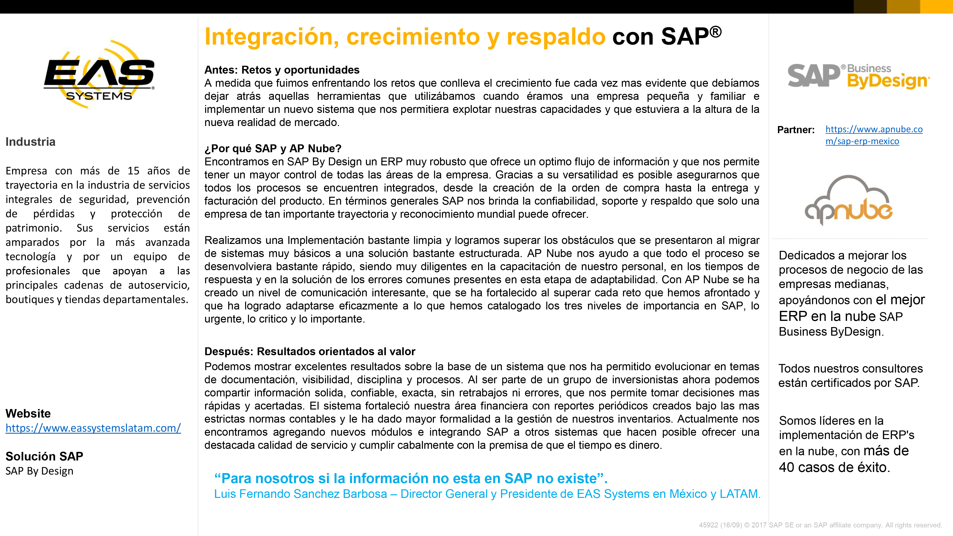 Caso de Exito EAS Systems - AP Nube Caso de Exito EAS Systems - AP Nube